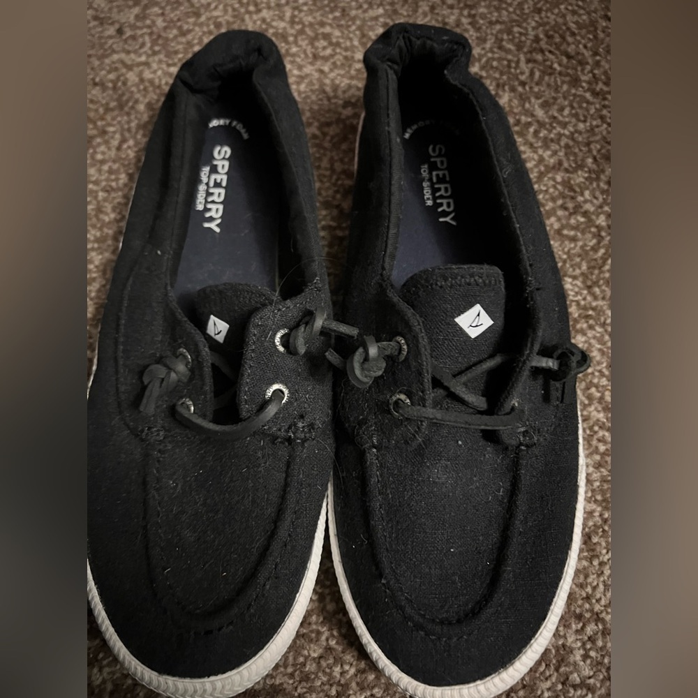 Sperry Women's Black Canvas Loafers